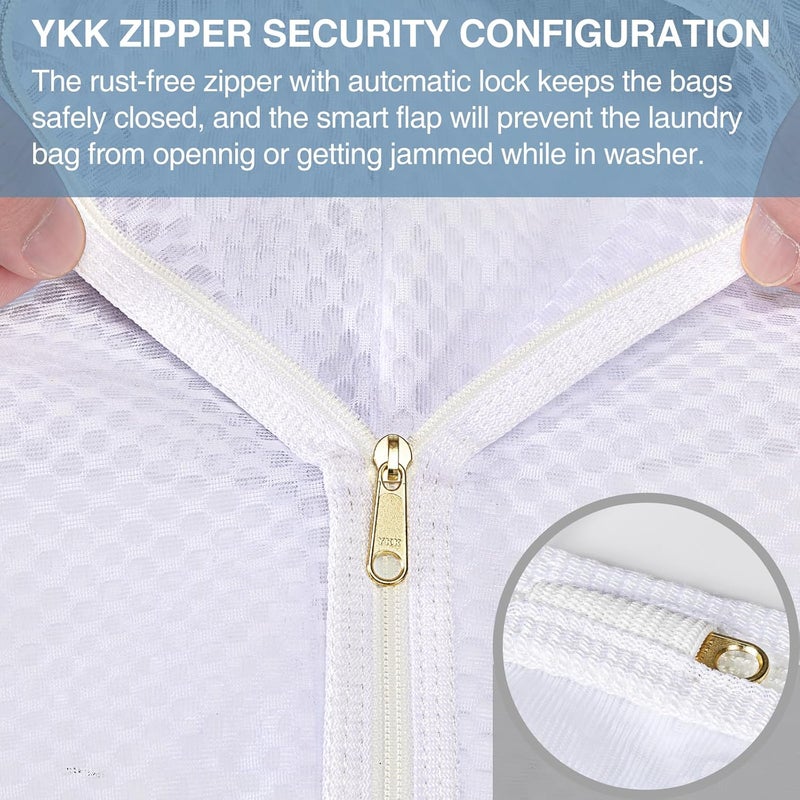 RoomyRoc 4 pcs Durable Honeycomb Mesh Laundry Bags for Delicates 16" x 19" (2 Large) 12" x 15" (2 Medium) - Image 4